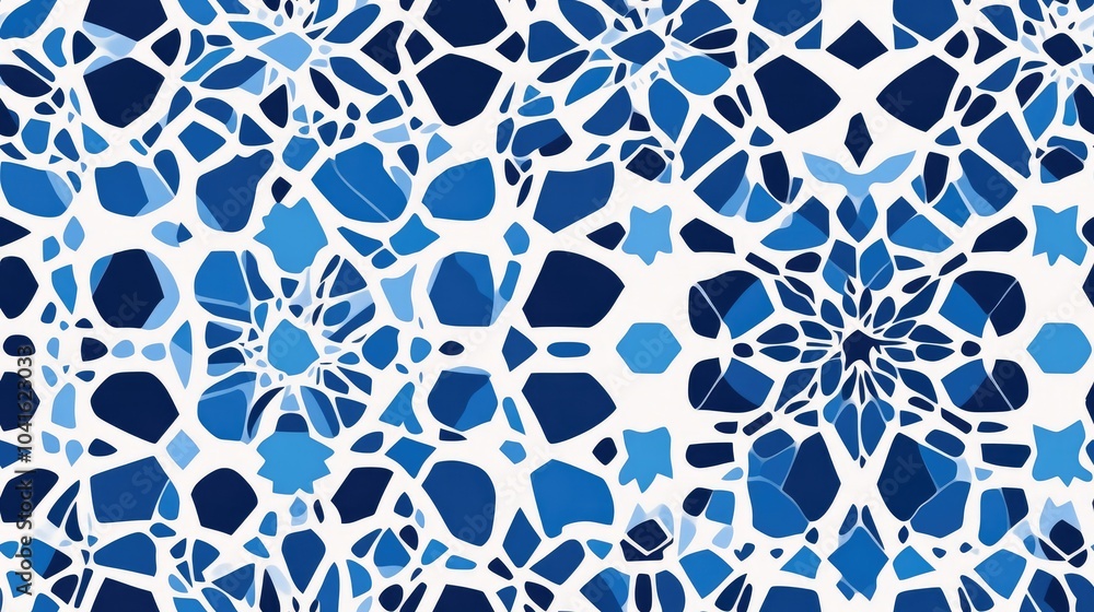 Fototapeta premium Seamless geometric tile pattern in shades of blue