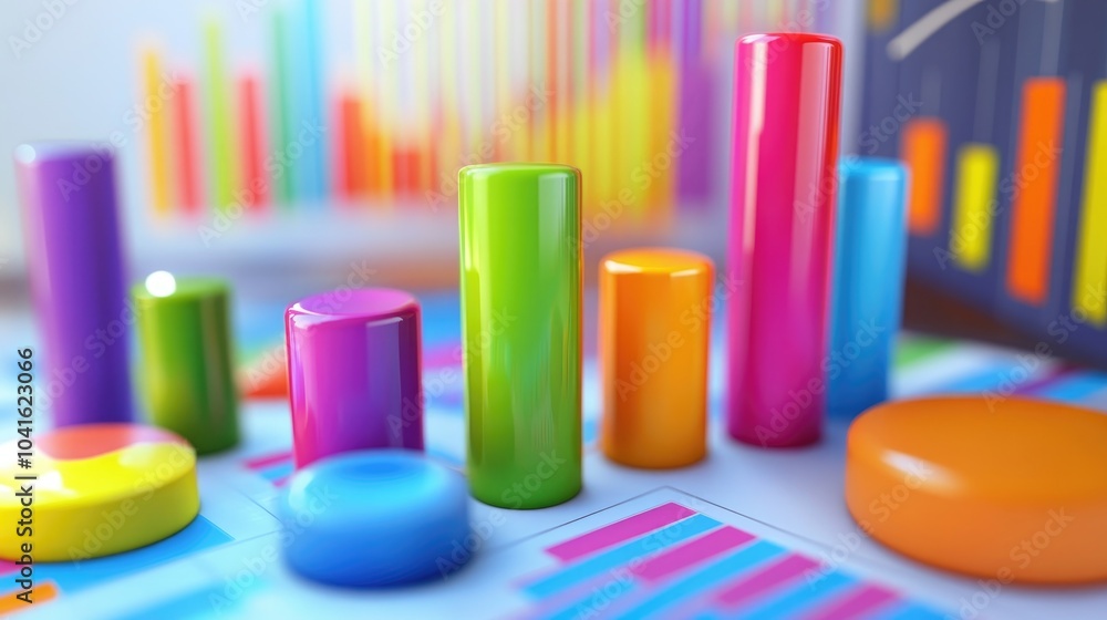 3D Cartoon Image of a Colorful Strategy Analysis Planning Vision for Business Success 3D Cartoon Image of a Colorful Strategy Analysis Planning Vision for Business Success