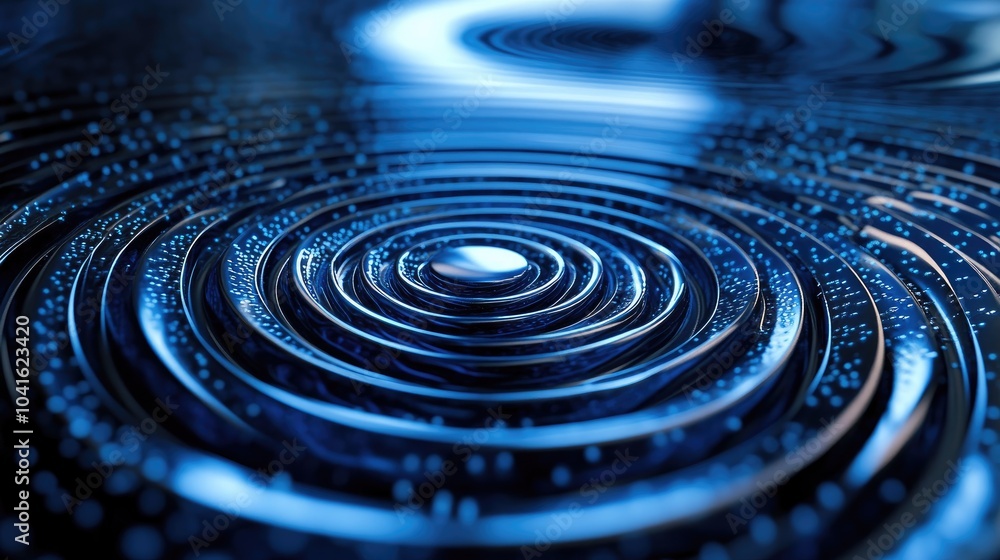 Blue circular wave network background design Blue circular wave network background design