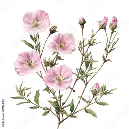 botanical illustration sweet briar flowers