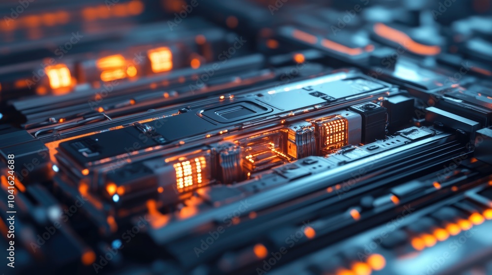 Close up of stacked battery cells inside modules High capacity lithium ion battery designed for electric vehicles and hybrid cars Close up of stacked battery cells inside modules High capacity lithium ion battery designed for electric vehicles and hybrid cars