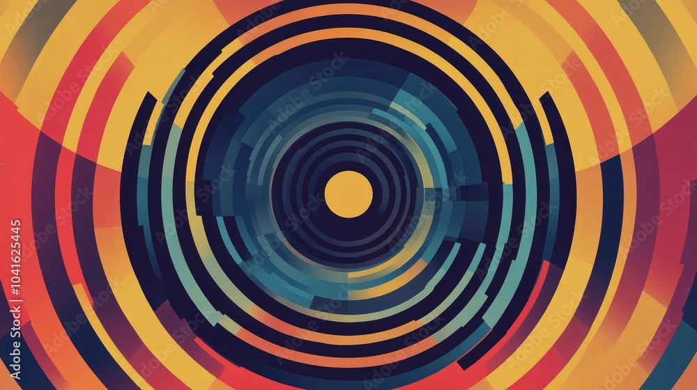Abstract geometric element with concentric radial design radiating in an artistic pattern Abstract geometric element with concentric radial design radiating in an artistic pattern