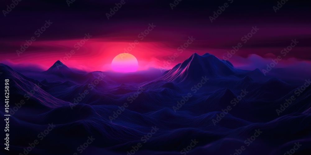 Fototapeta premium Mountain sunrise at dawn, Mountain sunrise scene at dawn