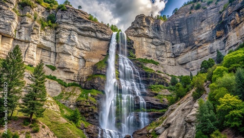 Breathtaking view of Bridal Veil Falls in Provo Canyon, Utah