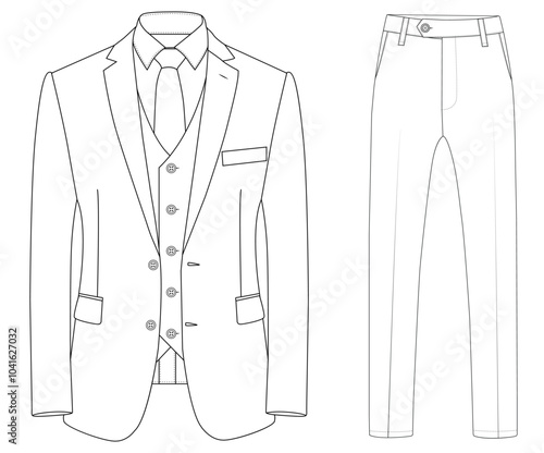 MAN BLAZER COLLECTION JACKET AND PANT SUIT CORPORATE WEAR DRESS FLAT DESIGN VECTOR ILLUSTRATION MOCKUP DESIGN	