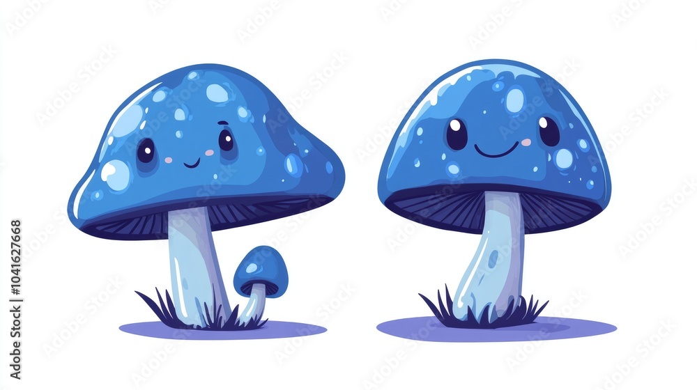 Cartoon mascot of the Actarius indigo mushroom character Cartoon mascot of the Actarius indigo mushroom character