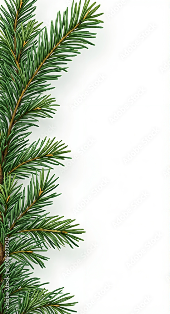 Realistic Pine Branch Border: Vector Illustration for Holiday Designs, Greeting Cards, and Nature-Inspired Branding Realistic Pine Branch Border: Vector Illustration for Holiday Designs, Greeting Cards, and Nature-Inspired Branding