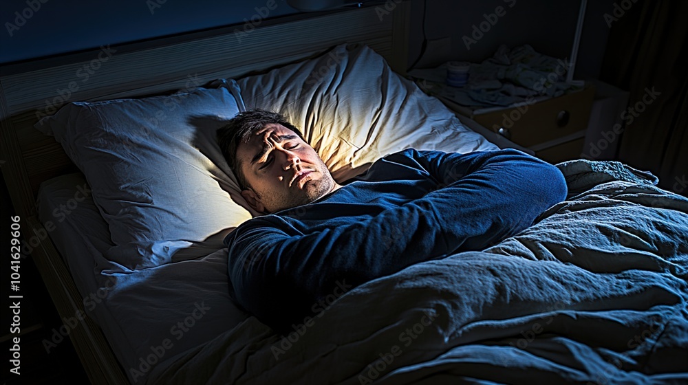 Person tossing and turning in bed, struggling with insomnia and restlessness. The scene captures the emotional turmoil and physical discomfort of a sleepless night. Person tossing and turning in bed, struggling with insomnia and restlessness. The scene captures the emotional turmoil and physical discomfort of a sleepless night.