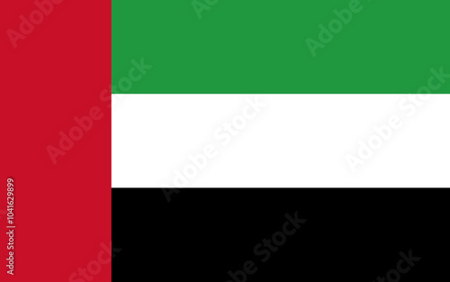National flag of U.A.E.. Vector illustration.