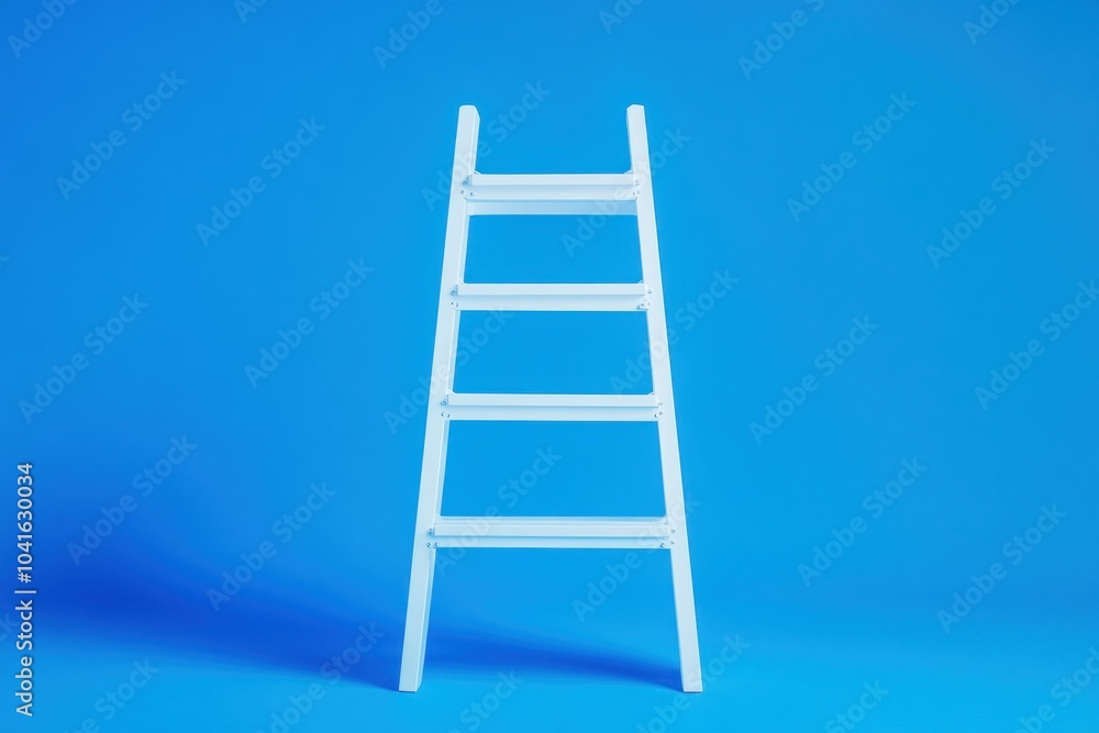 White Ladder Against Blue Background White Ladder Against Blue Background