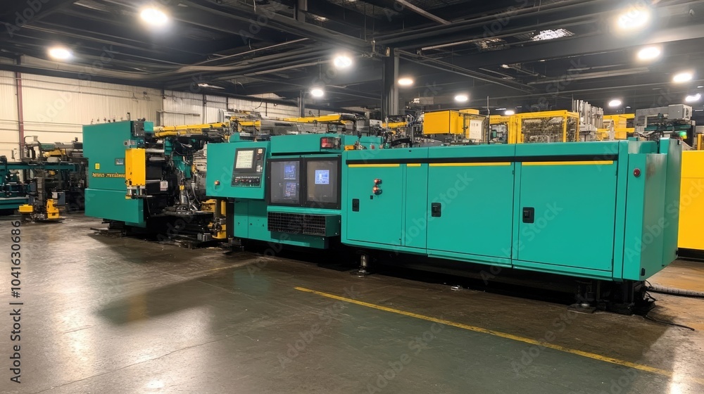 Naklejka premium Industrial Machinery in Modern Warehouse Setting