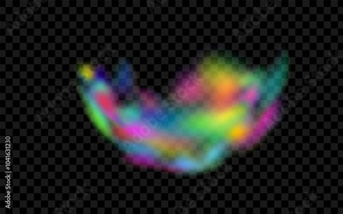 Background of an explosion of colorful smoke clouds.Multicolor fog with blue and yellow particles.Explosions of color powder.
