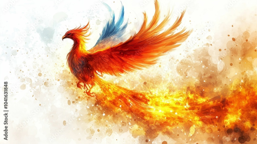 Fototapeta premium Illustration for a phoenix rising from the ashes