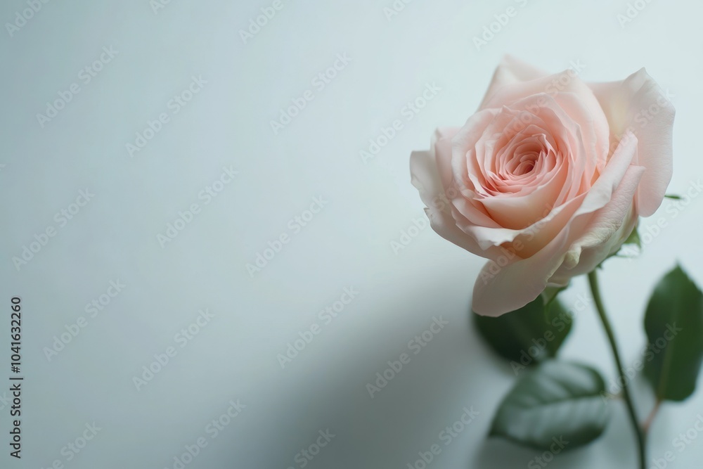 Fototapeta premium Soft Pink Rose on Light Background