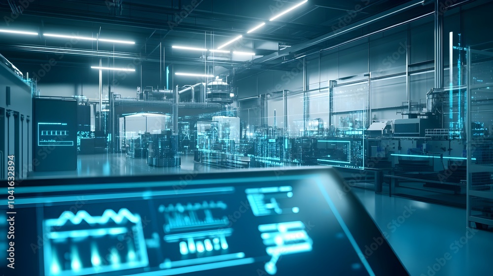 Fototapeta premium Fuel Processing Control Room with Digital Interfaces and Ongoing Monitoring