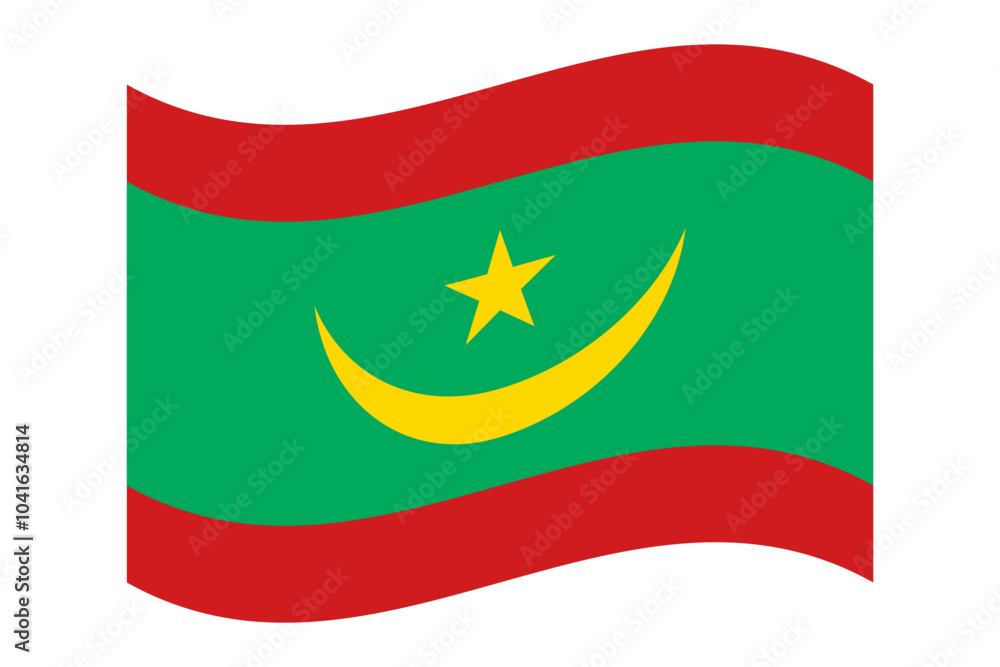 Vector illustration of wavy Mauritania flag on transparent background Vector illustration of wavy Mauritania flag on transparent background