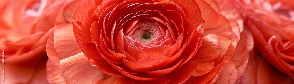 Close up of vibrant red ranunculus flower. Close up of vibrant red ranunculus flower.