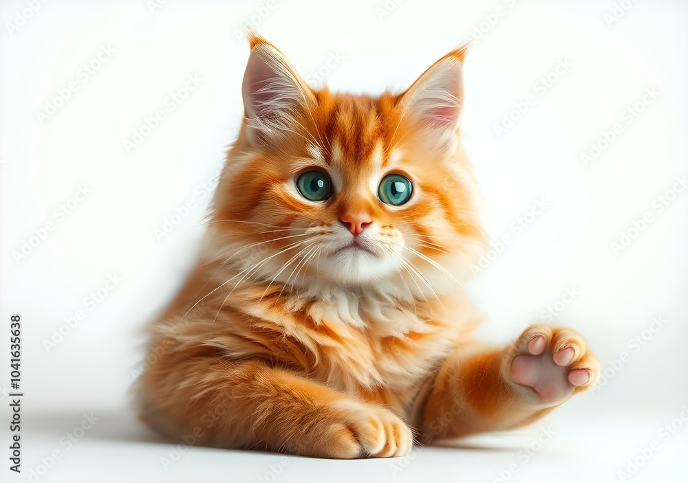 Cute orange cat and grey cat isolated on the white background. Cute orange cat and grey cat isolated on the white background.