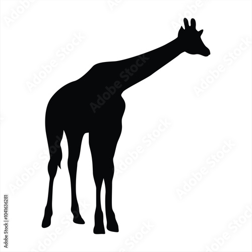 Giraffe silhouette. Giraffe black icon on white background. Perfect for Logo, Design, and More.