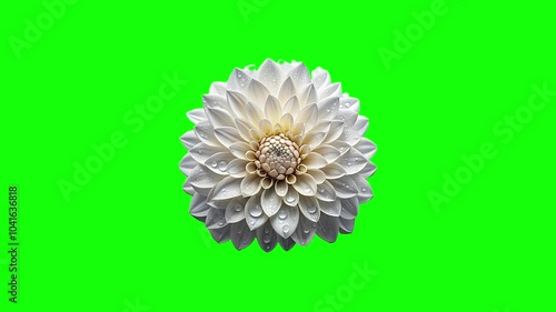 White flower green screen animation motion graphic with chroma key clip template 4k Background. Easy removed green screen. High resolution. Ultra High Definition, 4k video.