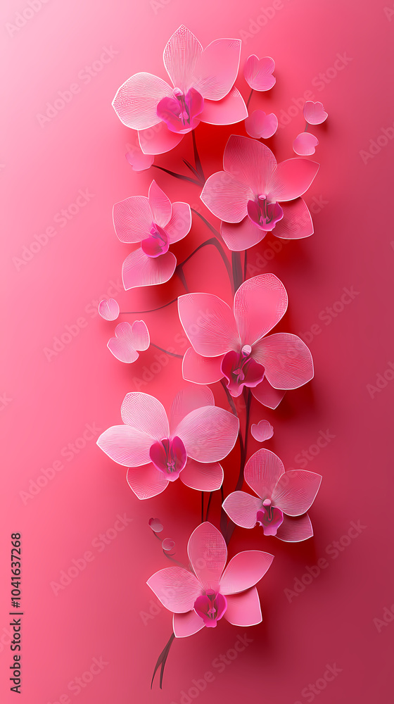 Dendrobium Orchids logo 3d vector paper cute Dendrobium Orchids logo 3d vector paper cute