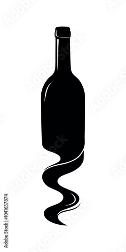 Black silhouette of a wine bottle, vector illustration