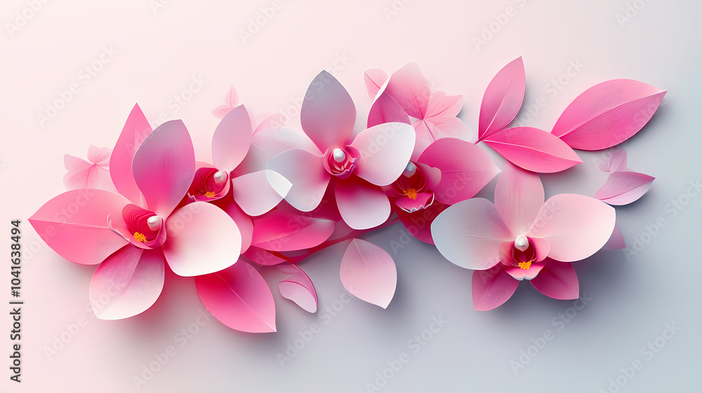 Dendrobium Orchids logo 3d vector paper cute Dendrobium Orchids logo 3d vector paper cute