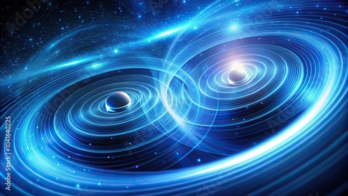 Blue glowing abstract background with gravitational waves