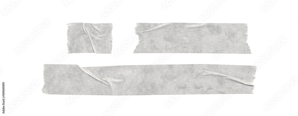 Set of duct tape lines, isolated white paper adhesive tape strips of different sizes on transparent background Set of duct tape lines, isolated white paper adhesive tape strips of different sizes on transparent background