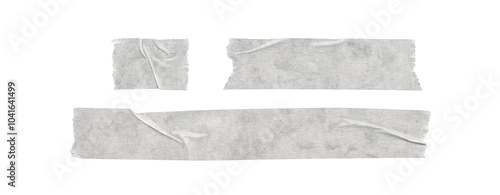 Set of duct tape lines, isolated white paper adhesive tape strips of different sizes on transparent background