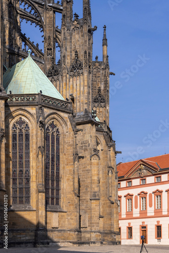 Obraz na płótnie View of eastern facade of gothic Saint Vitus Cathedral, located at Hradcany, Prague, Czech Republic w salonie