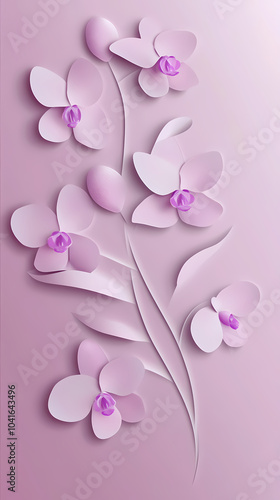 Dendrobium Orchids logo 3d vector paper cute