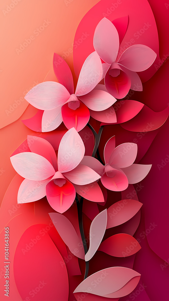 Dendrobium Orchids logo 3d vector paper cute Dendrobium Orchids logo 3d vector paper cute