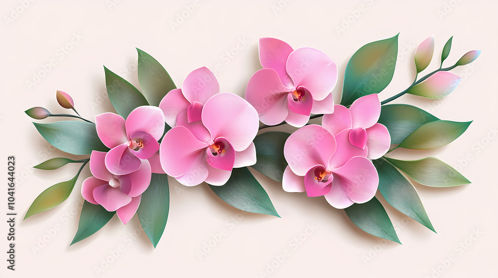 Dendrobium Orchids logo 3d vector paper cute Dendrobium Orchids logo 3d vector paper cute