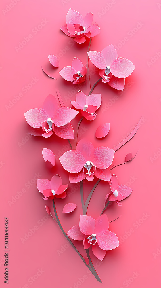 Dendrobium Orchids logo 3d vector paper cute Dendrobium Orchids logo 3d vector paper cute