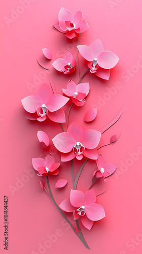 Dendrobium Orchids logo 3d vector paper cute