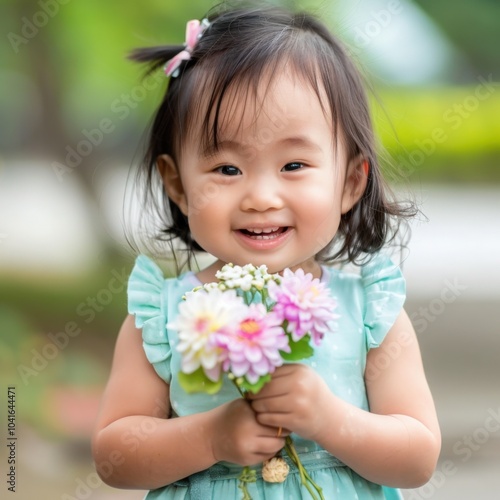 little girl with a flower