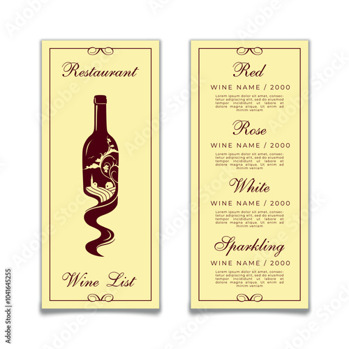 Vintage red minimalist wine list menu template