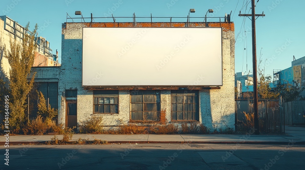 Large horizontal blank advertising poster billboard mockup in front of building Large horizontal blank advertising poster billboard mockup in front of building