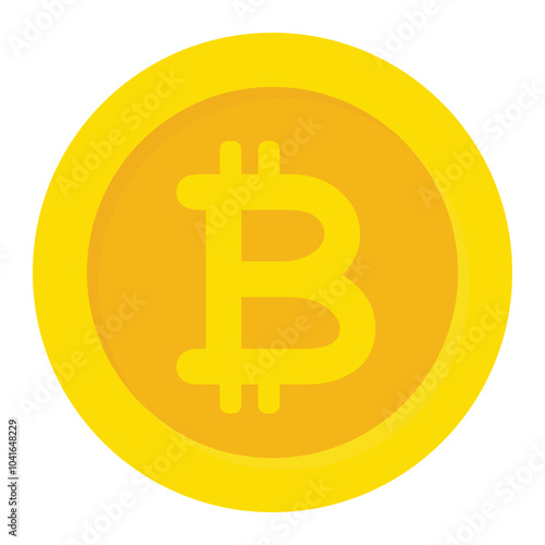 Gold bitcoin coin. Flat vector icon for mobile apps, UI or web design