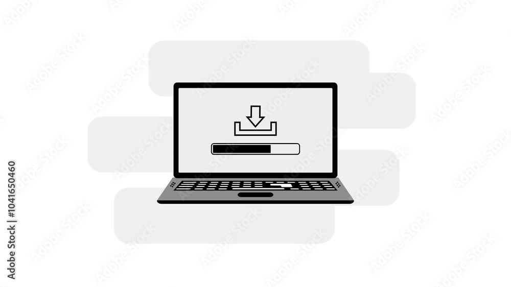 Laptop computer icon Illustration with Downloading icon animation- 4k Motion. Laptop computer icon Illustration with Downloading icon animation- 4k Motion.