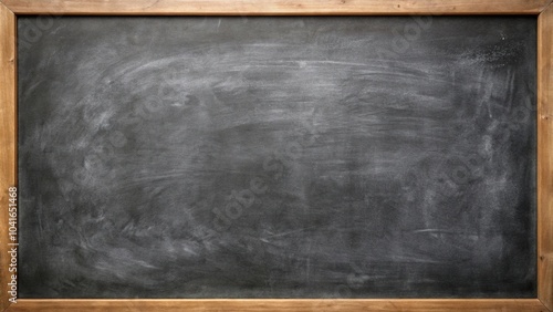 Chalkboard texture abstract background with grunge dirt white chalk rubbed out on blank blackboard wall photo