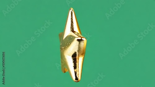 Gold Star Shape Spinning slow motion on Green Screen, generative ai