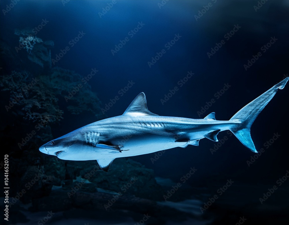 Obraz premium Tiburón blanco azul el mar, Realista