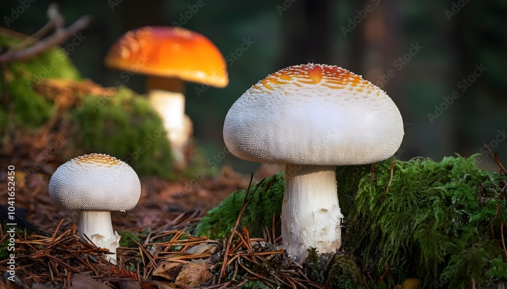 Nature's Palette: Discovering White and Orange Cap Mushrooms in the Woods Nature's Palette: Discovering White and Orange Cap Mushrooms in the Woods