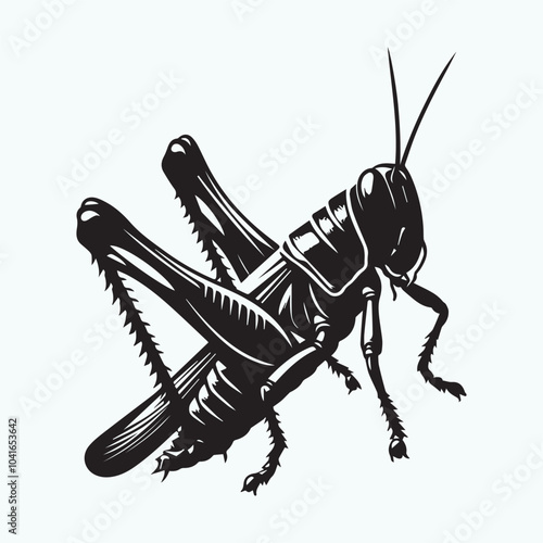 Grasshopper silhouette vector black and white