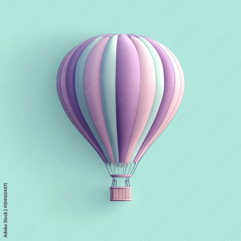 Naklejka premium Pastel hot air balloon against a turquoise background.