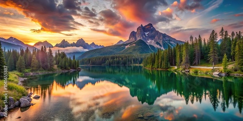 Captivating natural wonders explore majestic peaks serene lakes tranquil forests enchanting sunsets breathtaking landscapes close-up photo