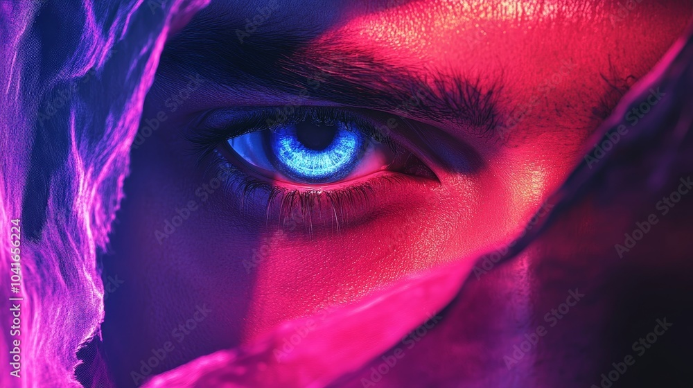 A close up of a person's eye with a blue tint A close up of a person's eye with a blue tint