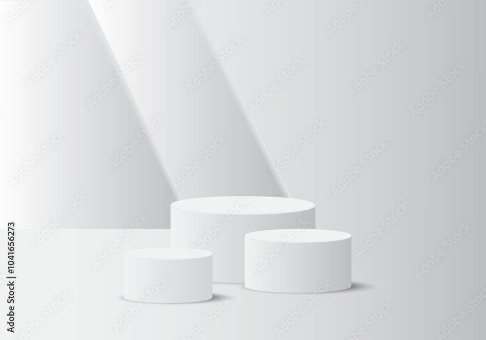 Product display, White podium and background with abstract minimal scene for product and brand presentation, Abstract podium composition, White background copy space, 3d vector illustration. Product display, White podium and background with abstract minimal scene for product and brand presentation, Abstract podium composition, White background copy space, 3d vector illustration.
